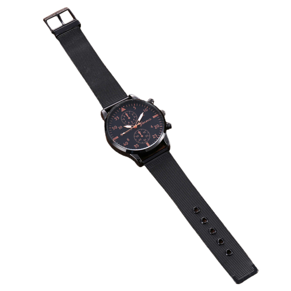 3Pcs Mens Business Watch Beads Bracelet Set Nylon Watch Band Watch