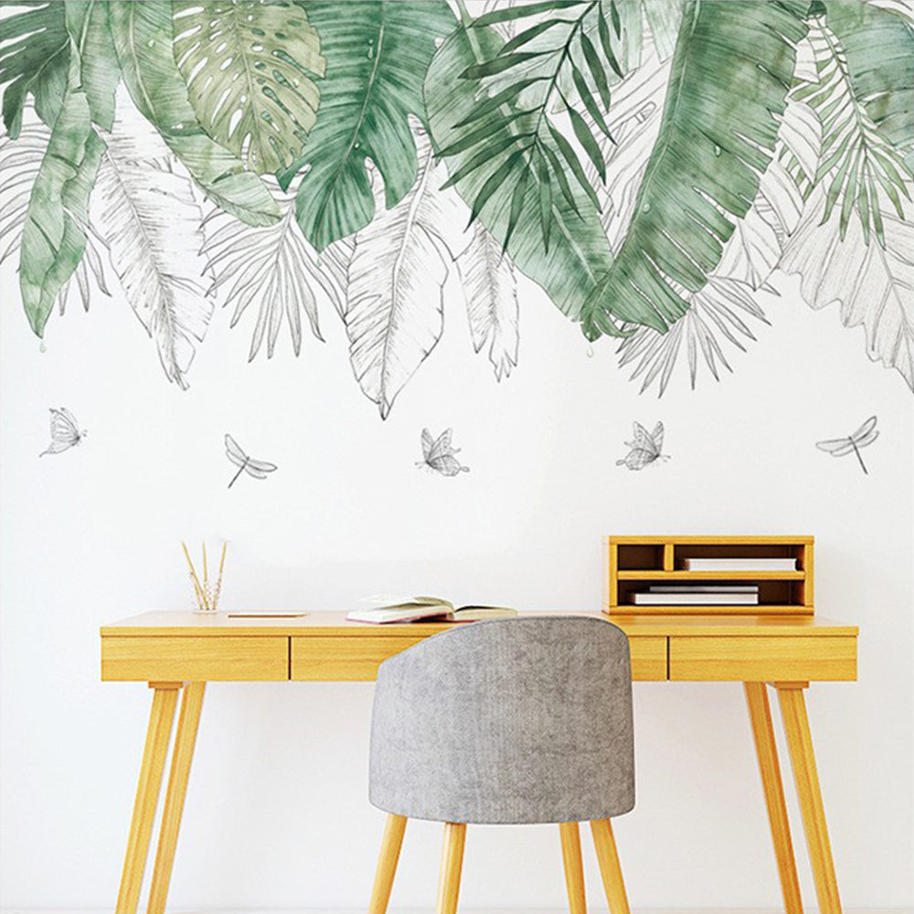 2X Wall Sticker Green Leaves Plant Flower Decals Wallpaper Home Decor