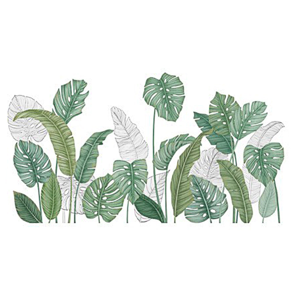2X Wall Sticker Cat Wall Sticker Green Leaves Plant Decals Wallpaper Home Decor