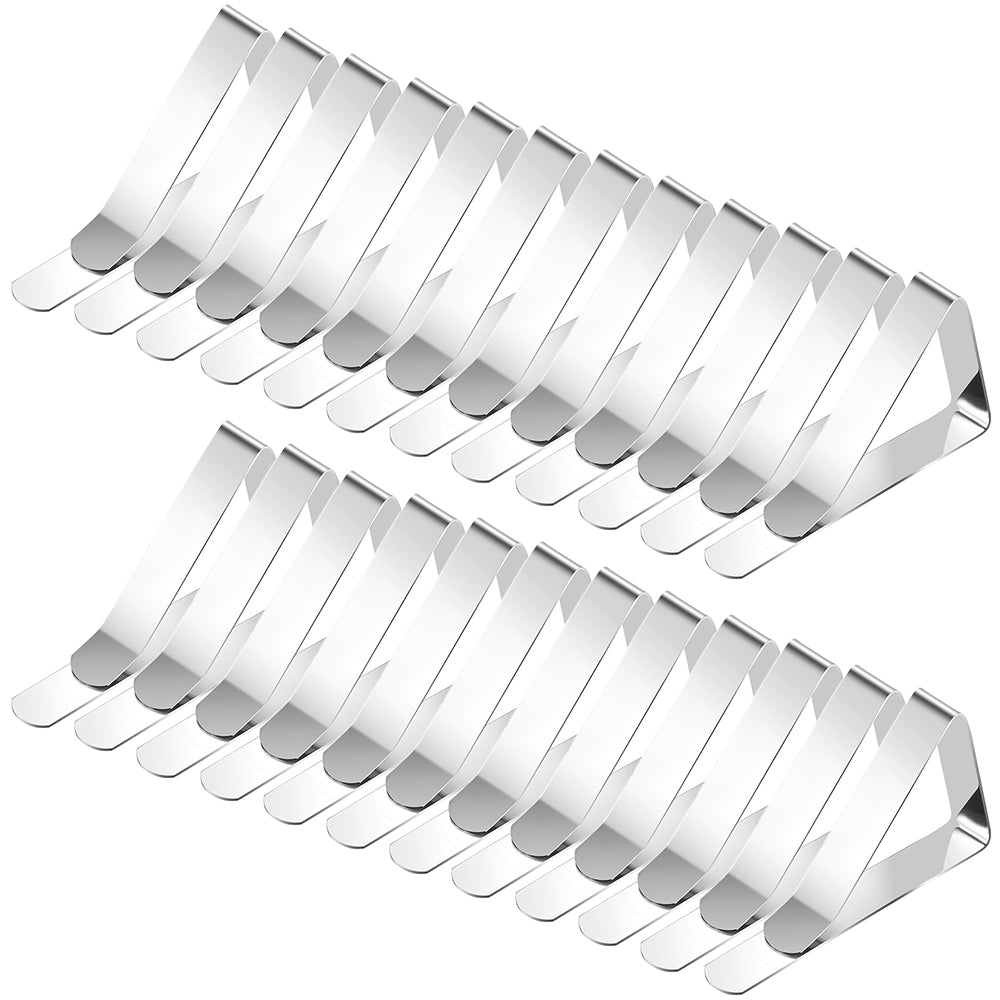 24PCS Stainless Steel Tablecloth Clips Triangle Desk Table Cloth Cover Clamps