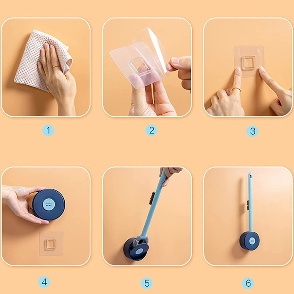 2X Green Toilet Brush and Holder Wall Mounted Home Bathroom Cleaning Brush