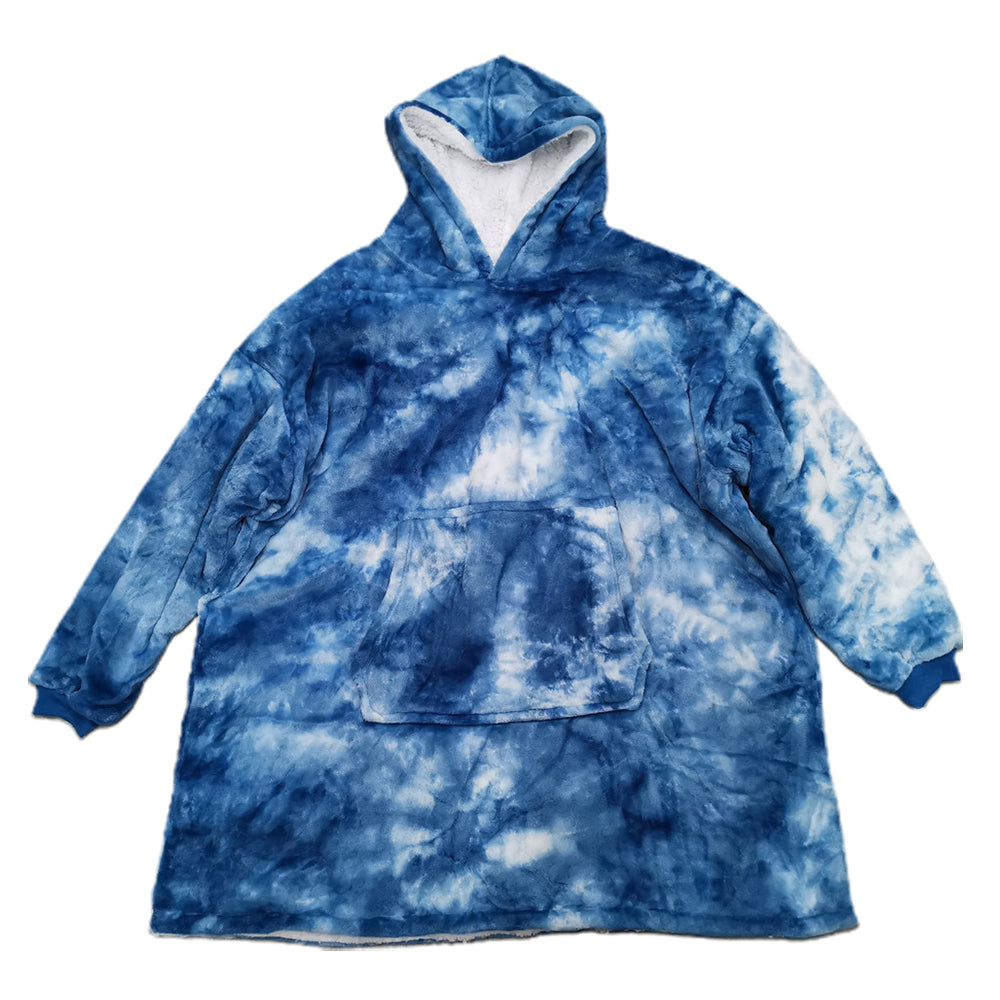 Unisex Dye Hoodie Oversized Hoodie Blanket Sherpa Blanket Hoodie Fleece Blanket Blue
