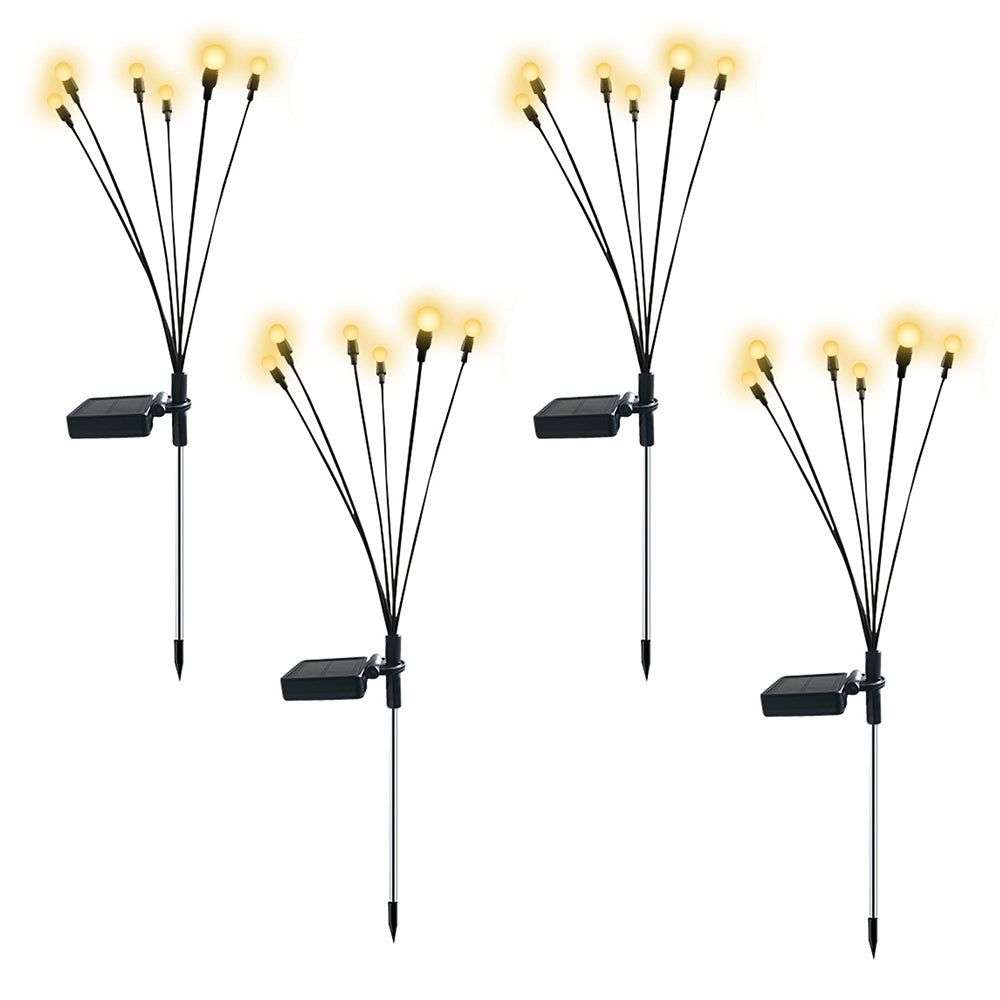 4X Solar Firefly Light Ground Patio Stake Walkway Lamp Garden Decor Warm Color