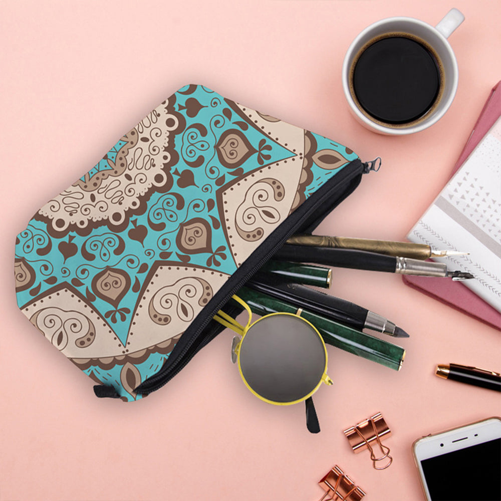 3X Mandala Printed Cosmetic Bag Makeup Bag