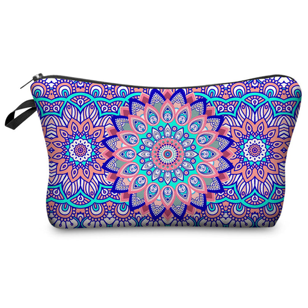 3X Mandala Printed Cosmetic Bag Makeup Bag