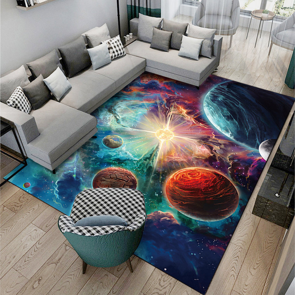 80x120cm Planet Printed Rug Floor Carpet Floor Mat Kid Bedroom Home Decor Style 2