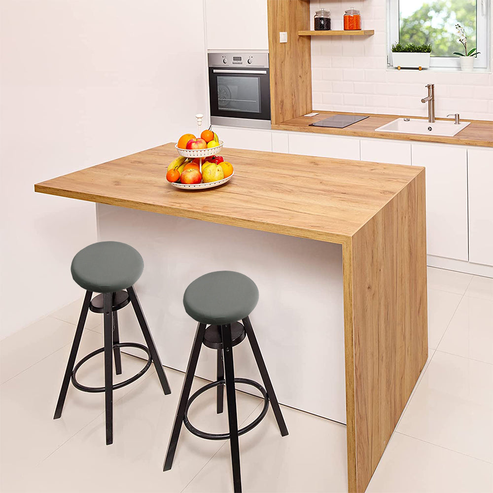 4Pcs 35x10cm Stretch Round Bar Stool Cushion Cover Seat Cover Seat Slipcover Grey