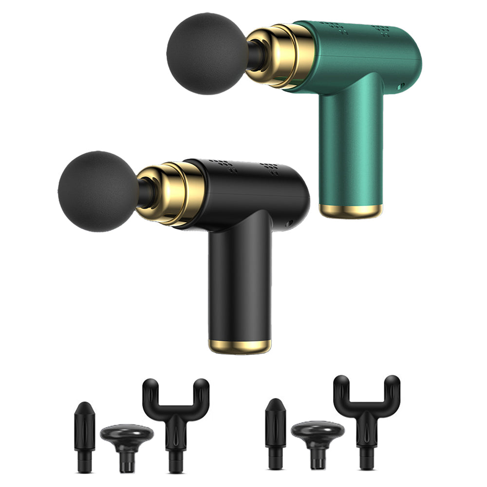2X Muscle Massager Gun Muscle Relaxing Massager with 4 Massage Heads Black Green