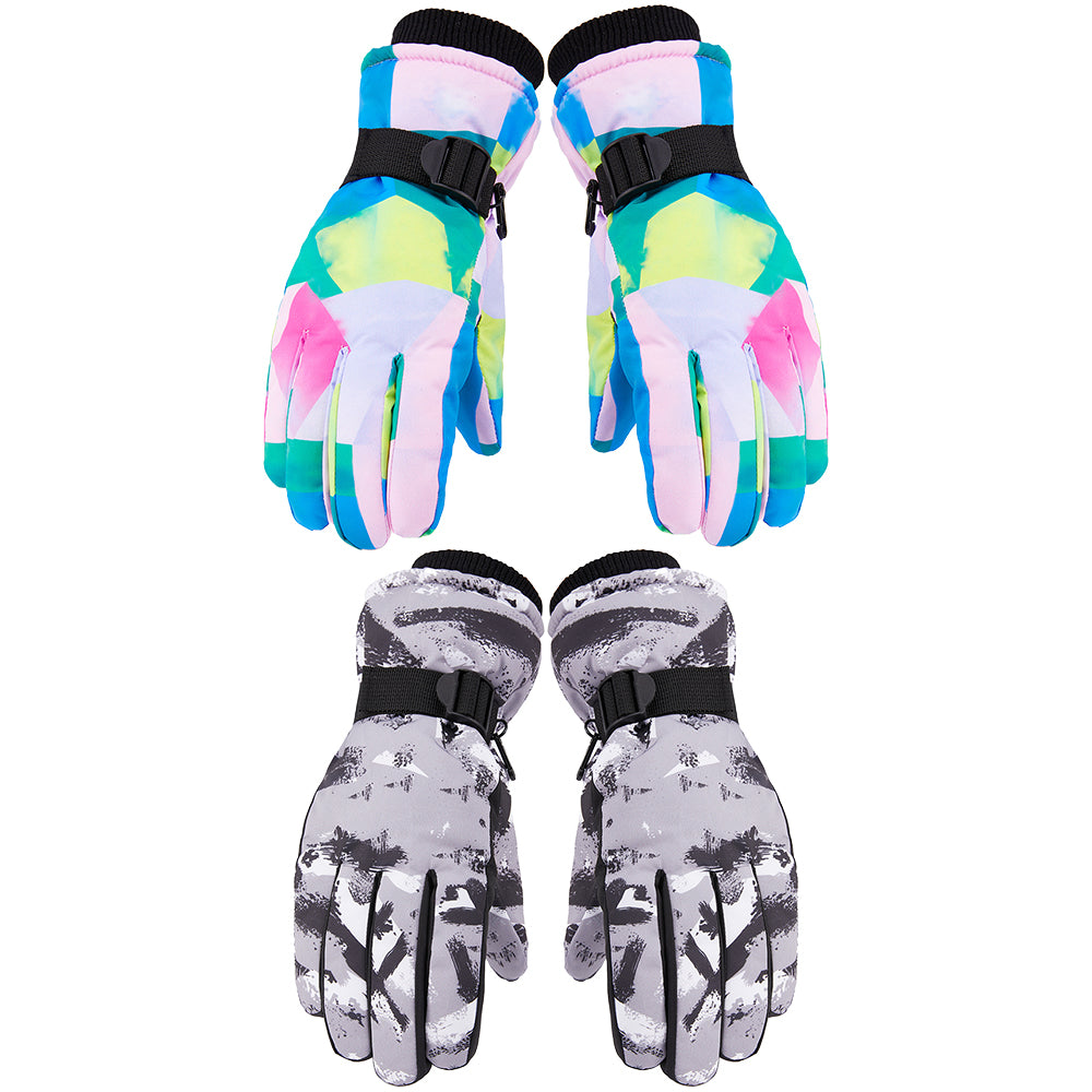 2 Pairs Snow Gloves Ski Gloves Thermal Touch Screen Gloves for Grey Green