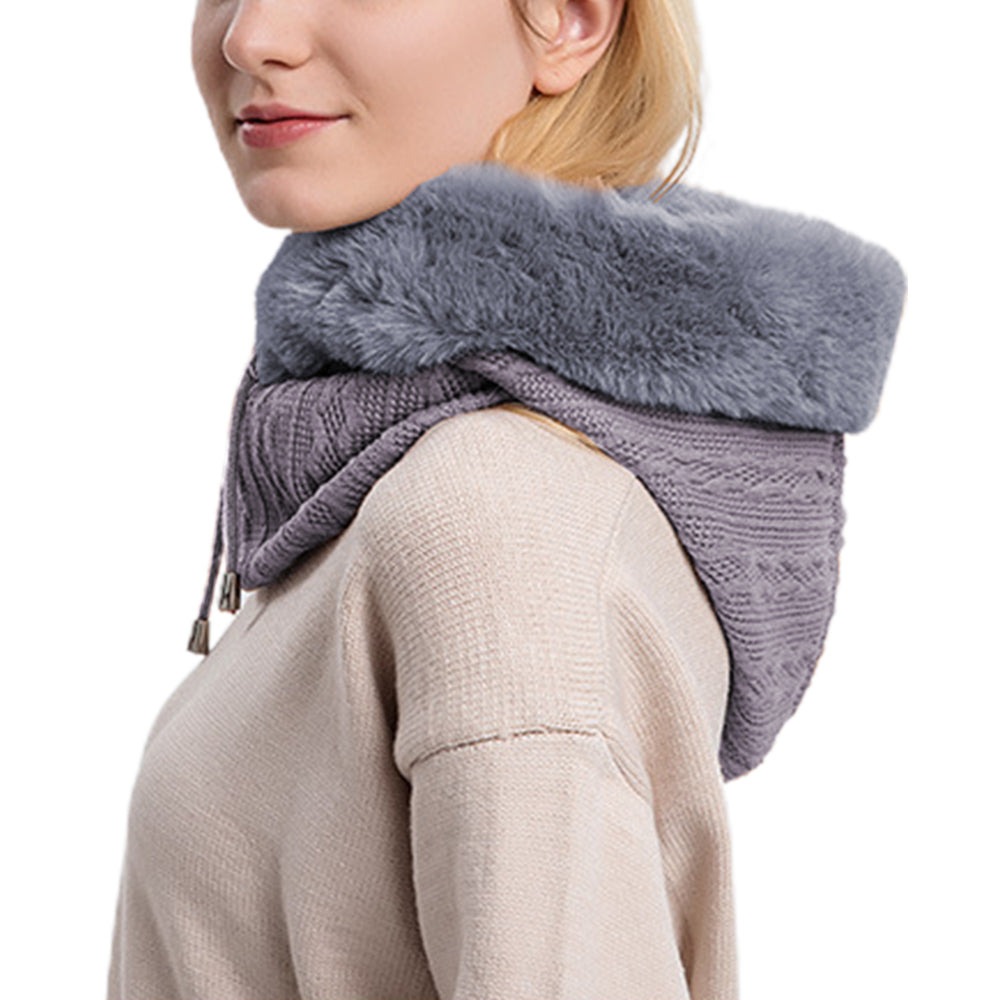 Women Winter Neck Warmer Hat Ski Face Mask Black Grey