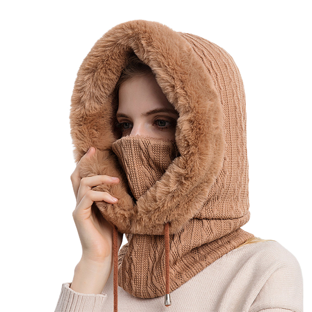 Women Winter Neck Warmer Hat Ski Face Mask Navy Blue Khaki