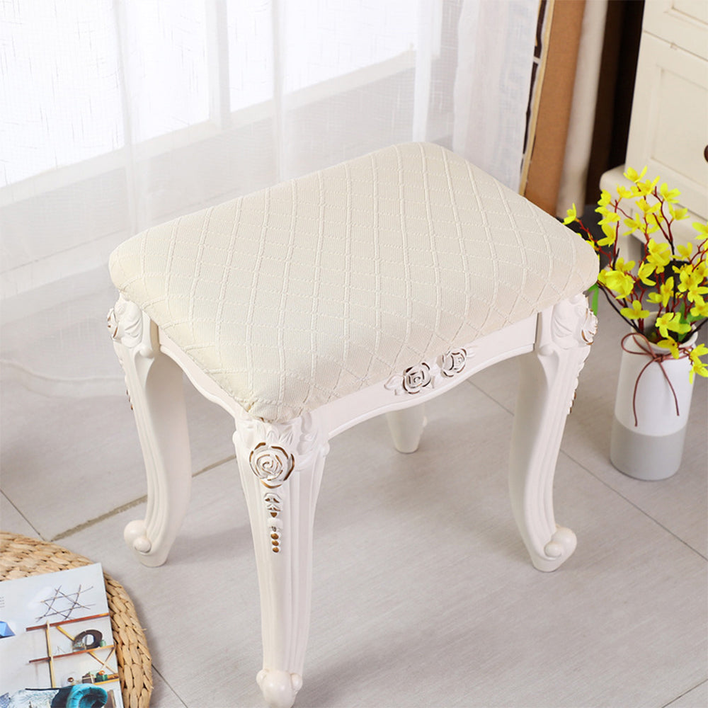 2X Stretch Vanity Stool Cover Bench Seat Slipcover Beige Coffee