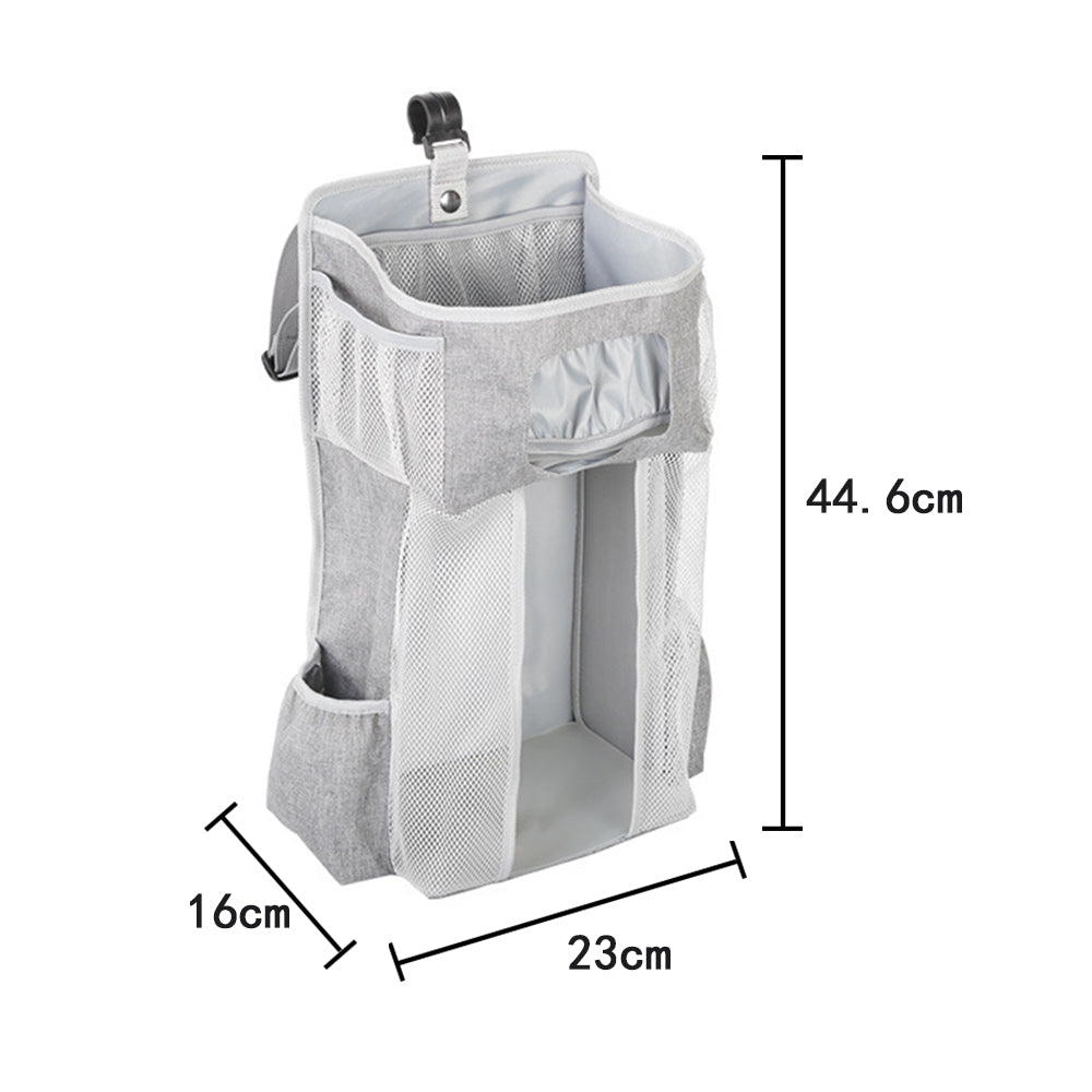 1X Crib Bedside Diaper Storage Bag Hanging Caddy Diaper Organizer