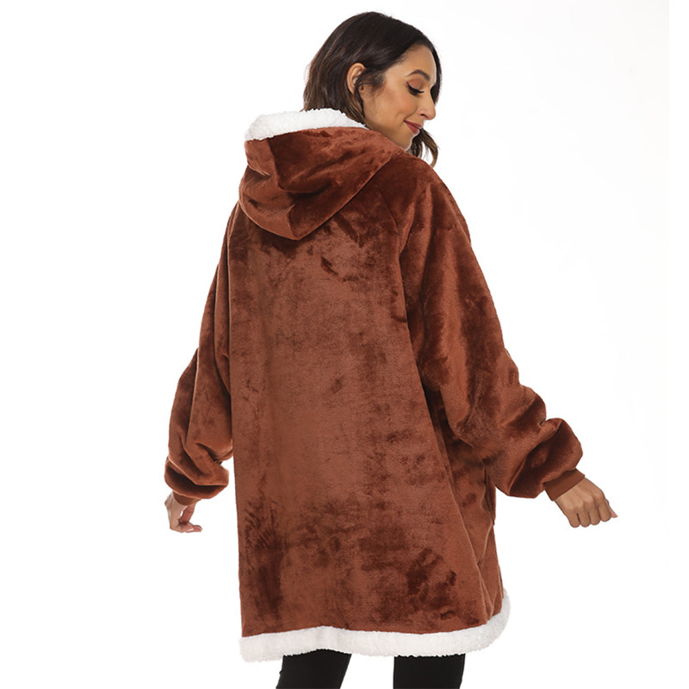 Sherpa Hoodie Blanket Hooded Blanket Oversized Wearable Throw Blanket Brown