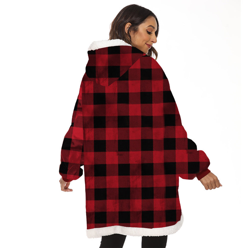 Sherpa Hoodie Blanket Hooded Blanket Oversized Wearable Throw Blanket Red