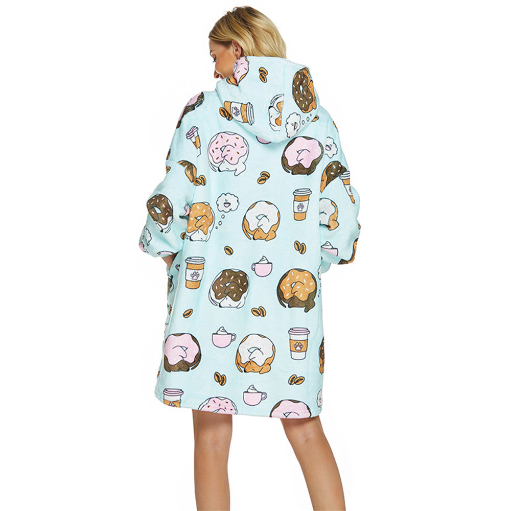 Sherpa Hoodie Blanket Hooded Blanket Oversized Wearable Throw Blanket