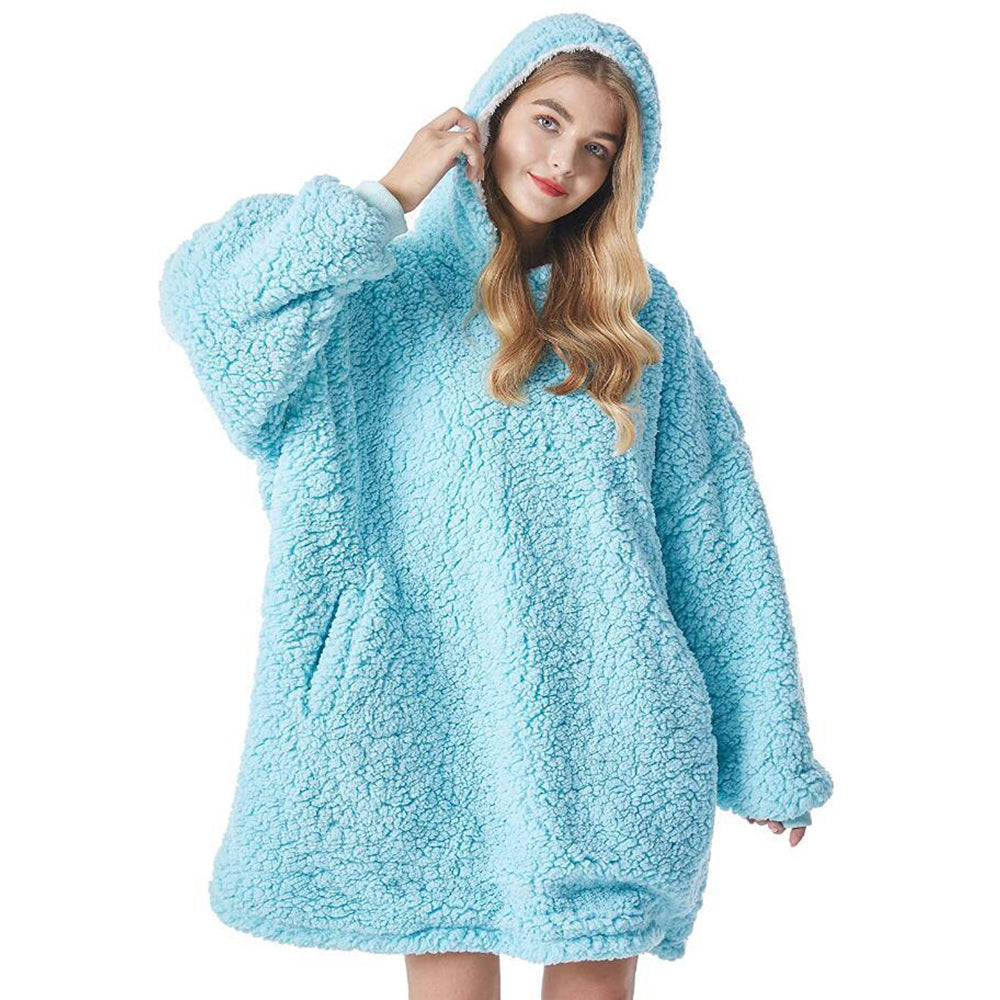 Sherpa Hoodie Blanket Blue