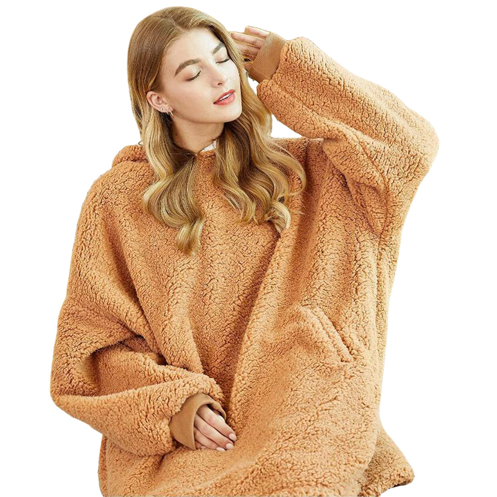 Sherpa Hoodie Blanket Camel