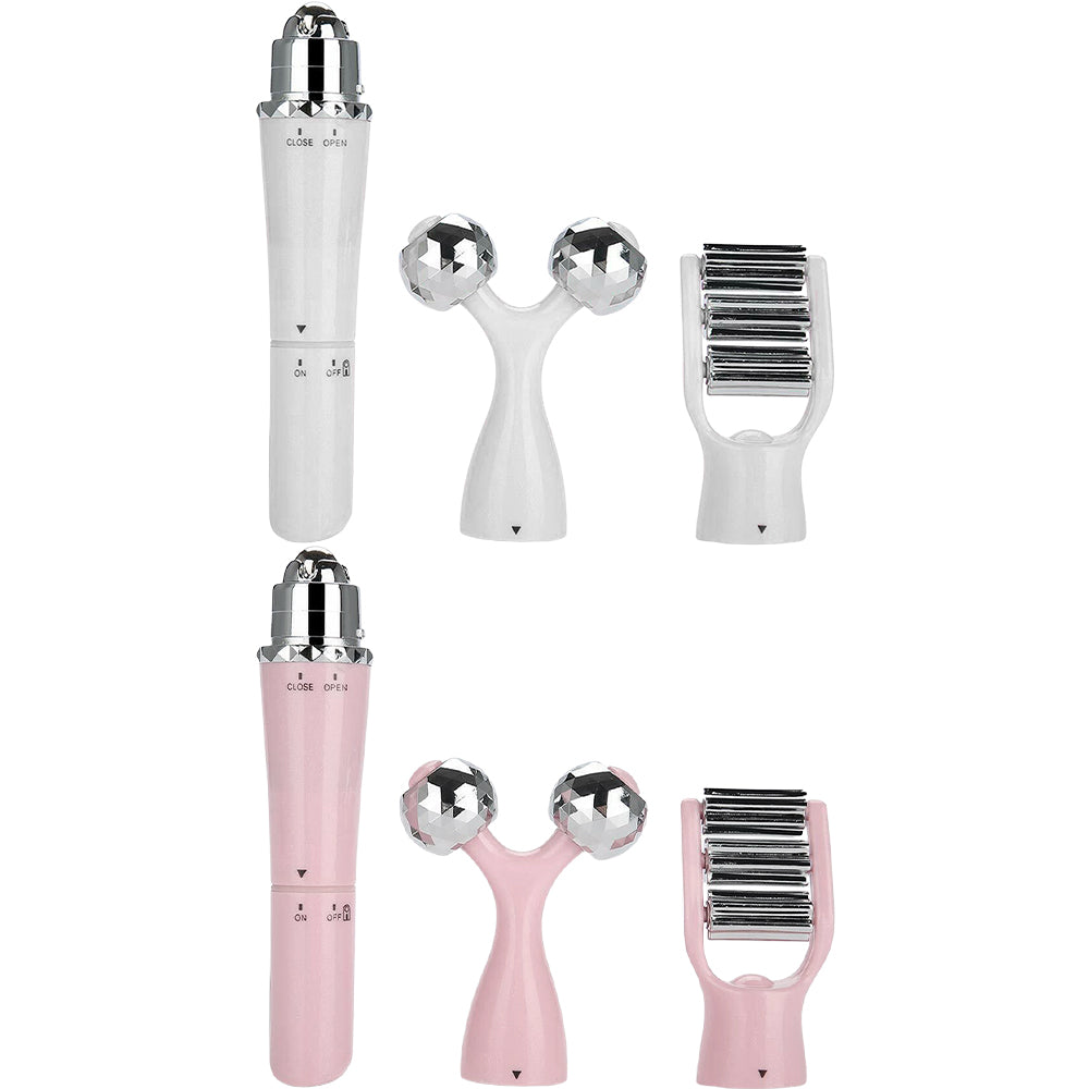 2X Electric Face Roller Massager White Pink