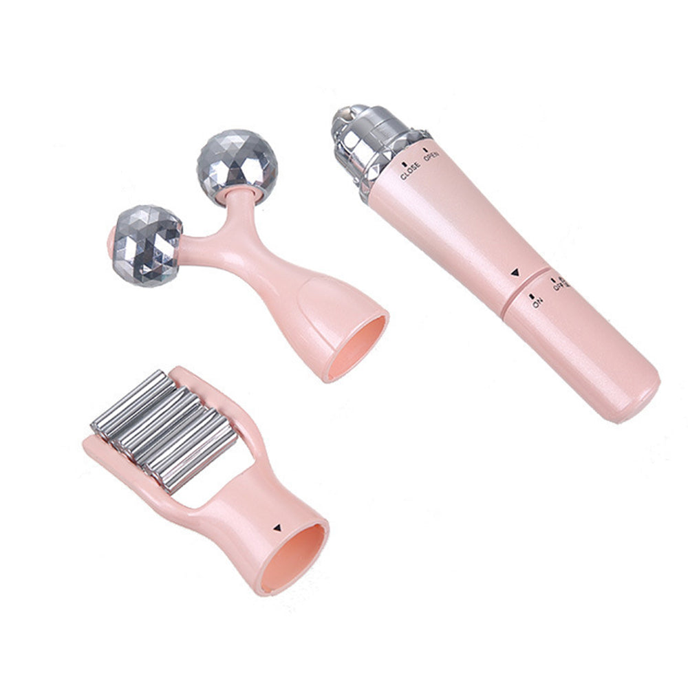 2X Electric Face Roller Massager White Pink