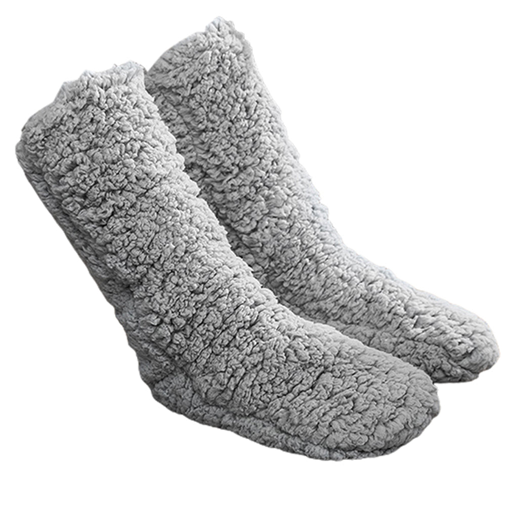 Two Pairs Winter Plush Slipper Socks Black Grey