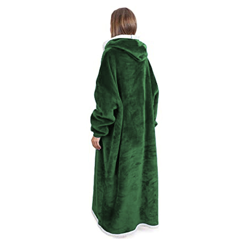 Unisex Sherpa Hoodie Blanket Dark Green
