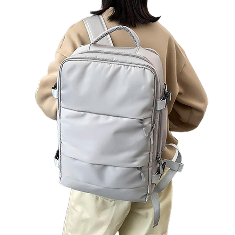 Water Resistant Mommy Bag Diaper Bag Travel Backpack with USB Port Light Grey