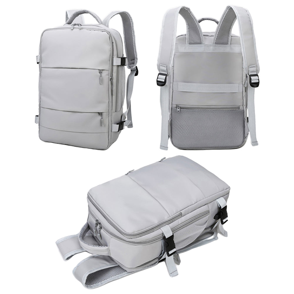 Water Resistant Mommy Bag Diaper Bag Travel Backpack with USB Port Light Grey