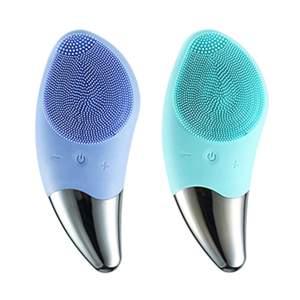 2X Ultrasonic Electric Silicone Face Cleansing Brush Blue Green