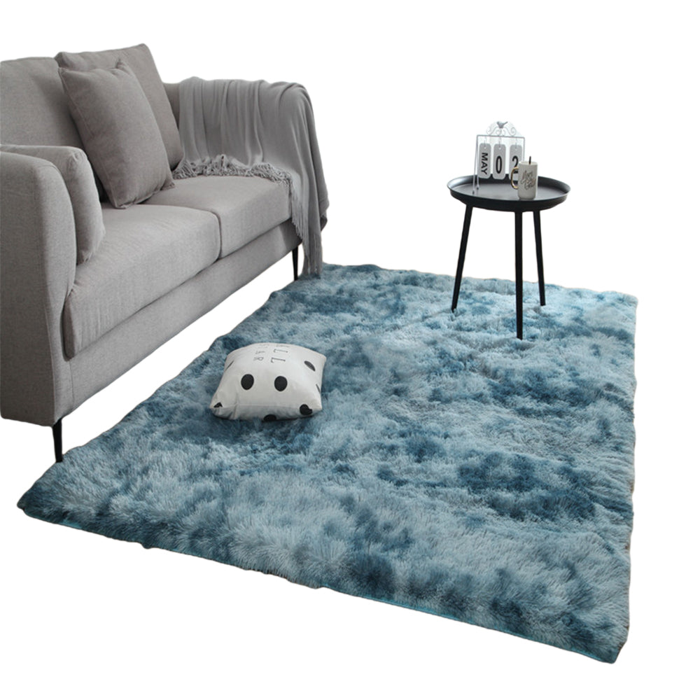 160x80cm Dye Fluffy Plush Rug Floor Carpet Blue