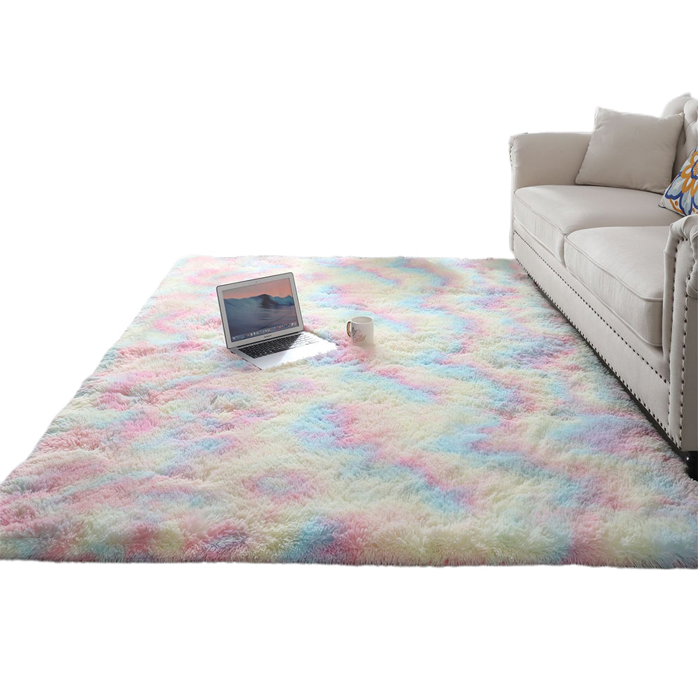 160x80cm Dye Fluffy Plush Rug Floor Carpet Colorful