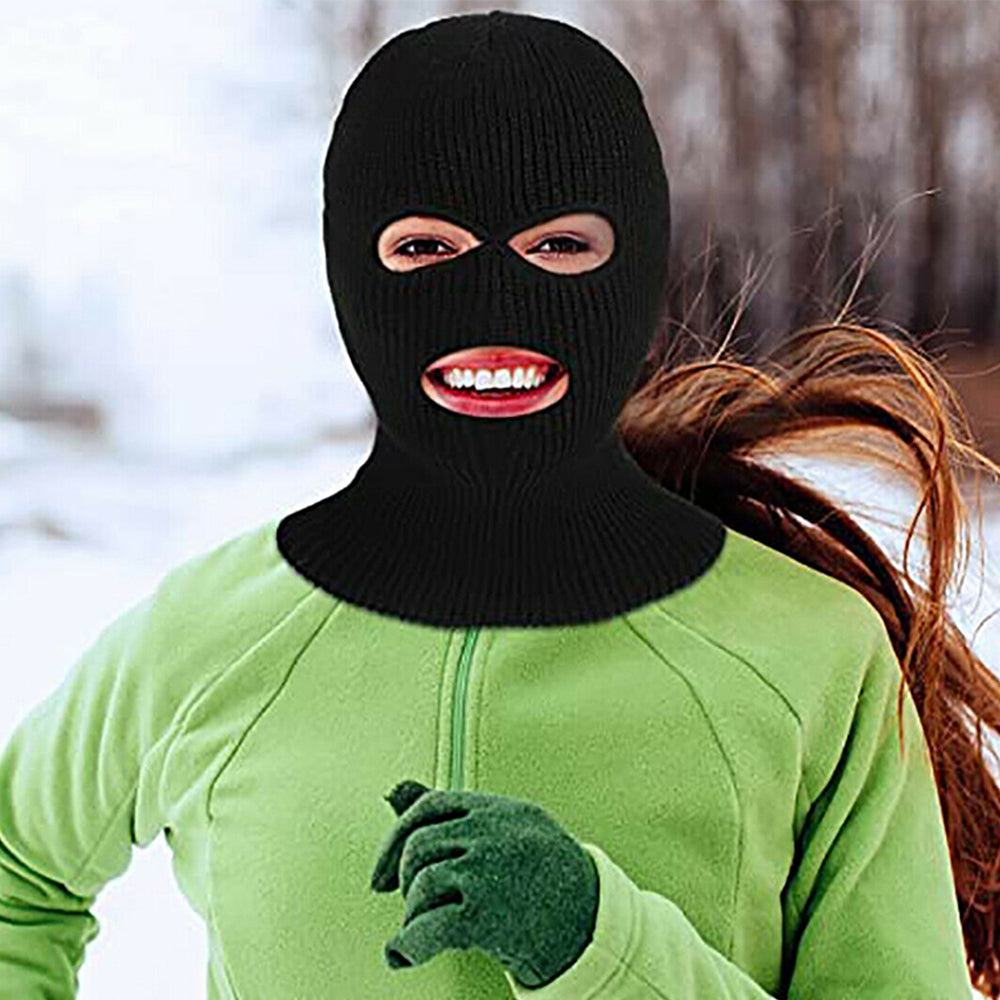 2Pcs Knitted Full Face Ski Mask Black and Navy Blue
