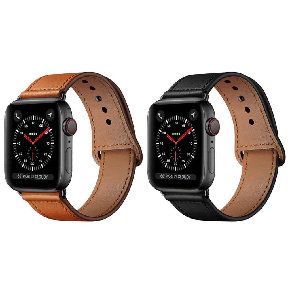 2X Genuine Leather Watch Band for Apple iWatch 42mm 44mm Brown Black