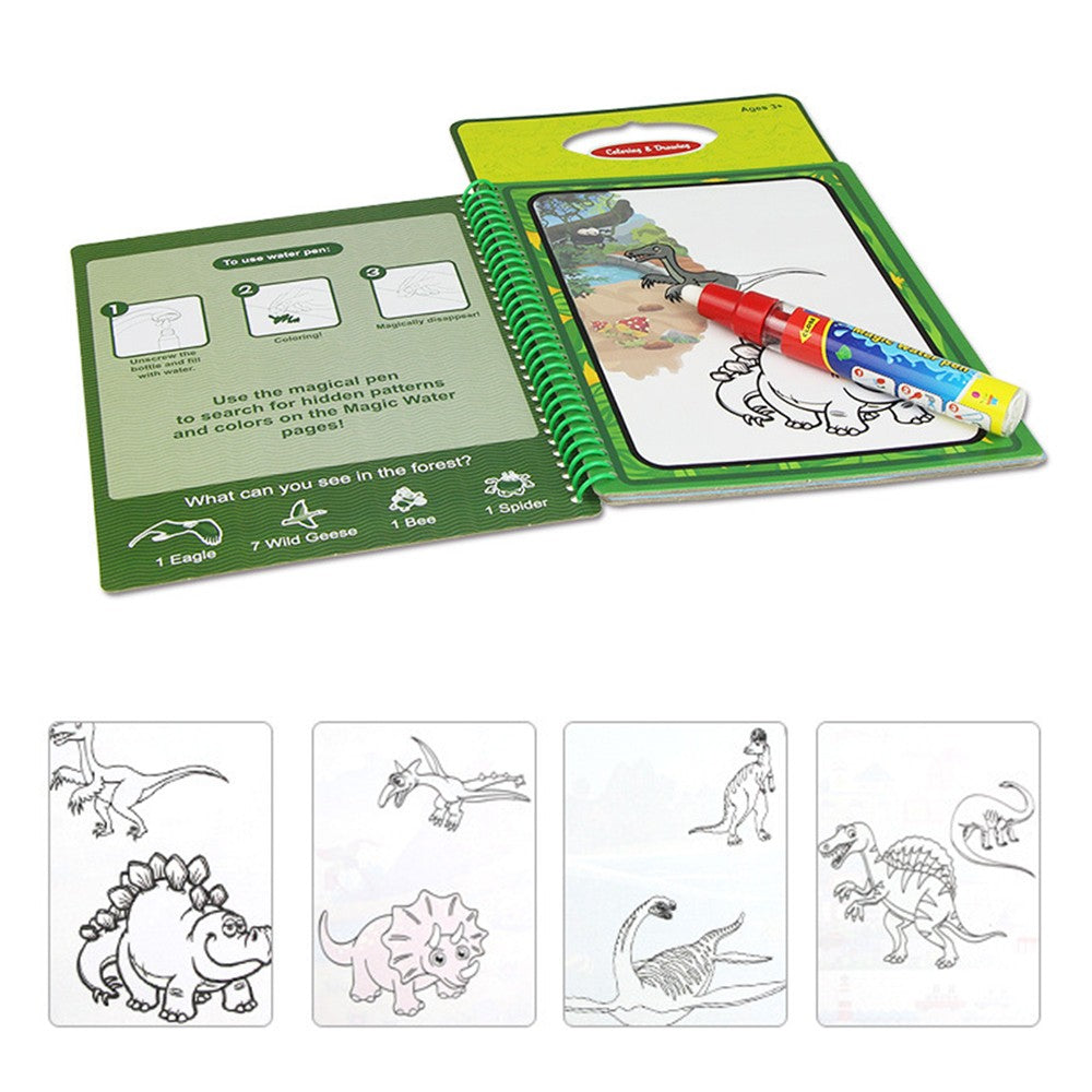 2 Sets of Reusable Magic Water Coloring Book Water Reveal Activity Books