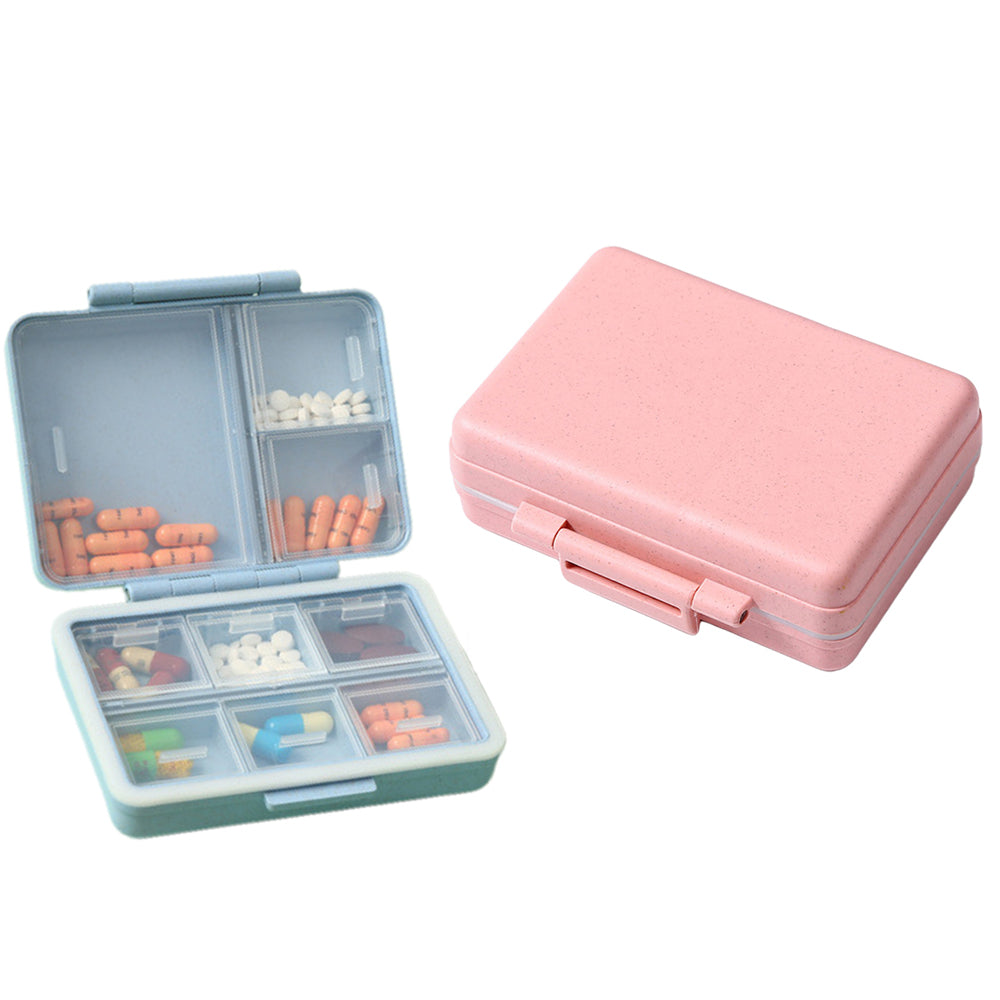 2Pcs Travel Pill Organizer Box Pink and Blue