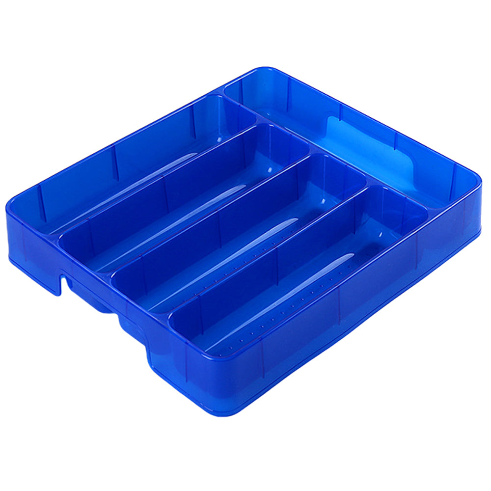 2Pcs 5 Slot Kitchen Cutlery Tray Organiser Blue
