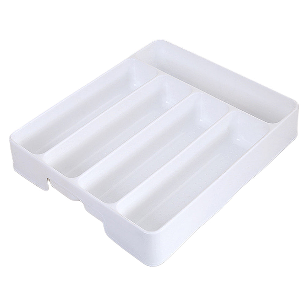 2Pcs 5 Slot Kitchen Cutlery Tray Organiser White