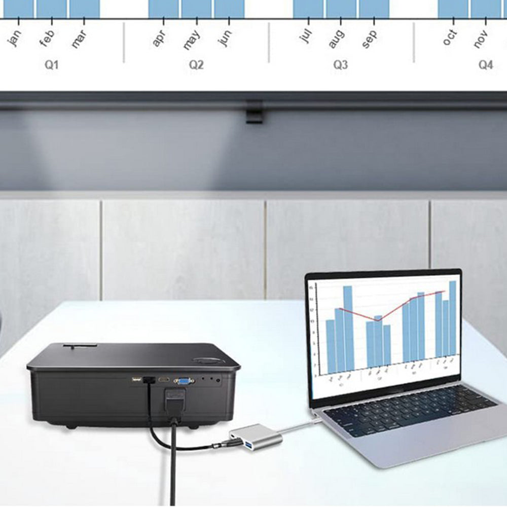 2Pcs 3 in 1 Hub Type C to USB Adapter Converter for MacBook