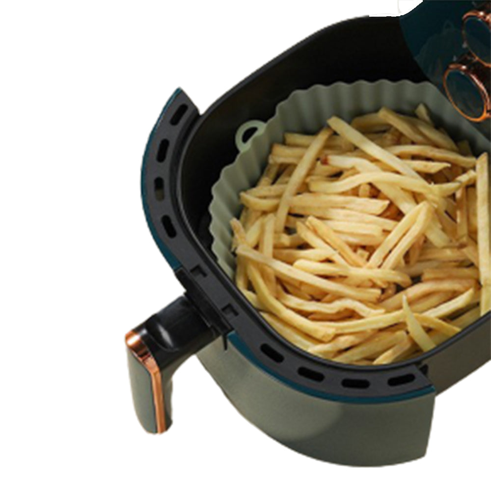 2Pcs FDA Certified Silicone Reusable Air Fryer Liner White Green