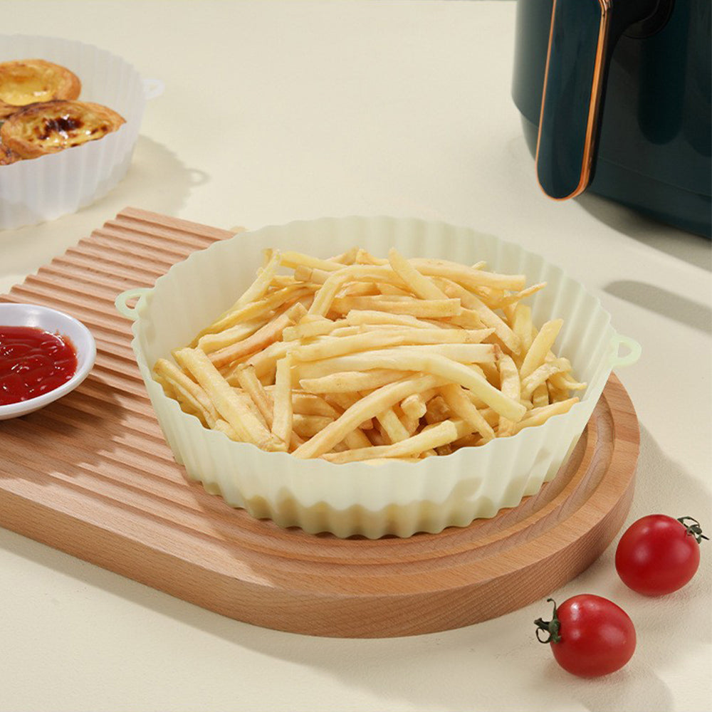 2Pcs FDA Certified Silicone Reusable Air Fryer Liner White Green