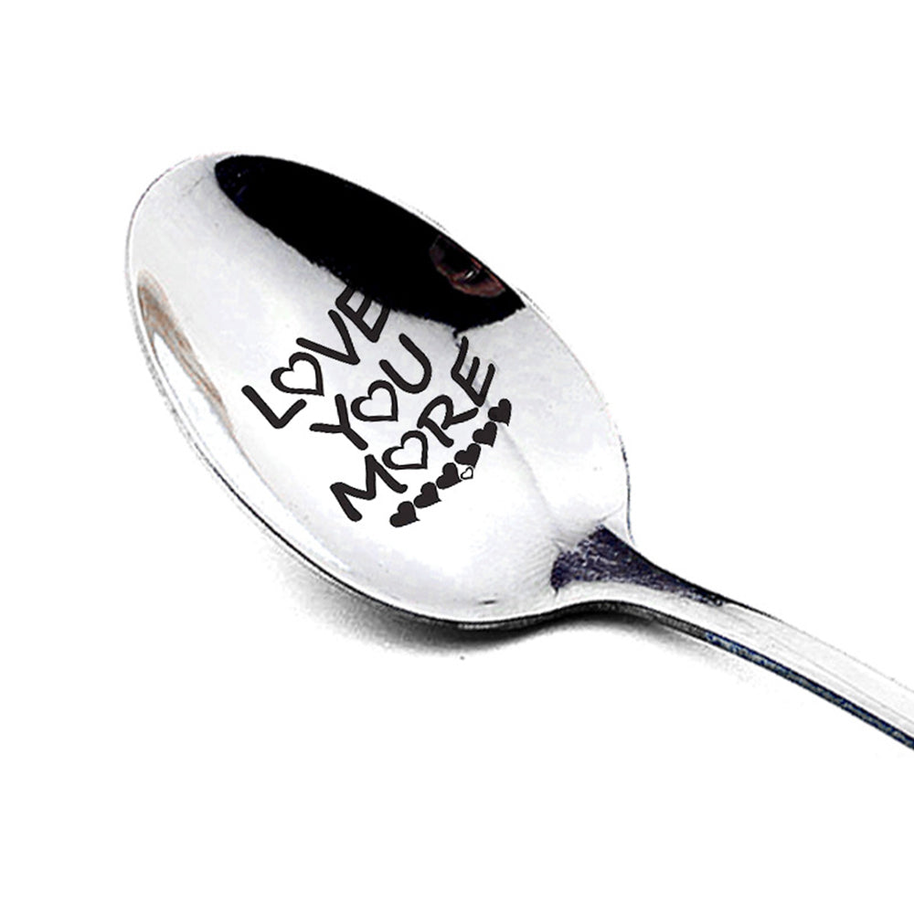 4Pcs Stainless Steel Engraved Dessert Spoons
