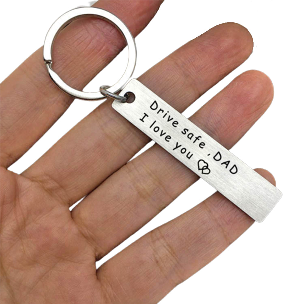 2Pcs Stainless Steel Keychains Key Ring for Fathers Day Style 1