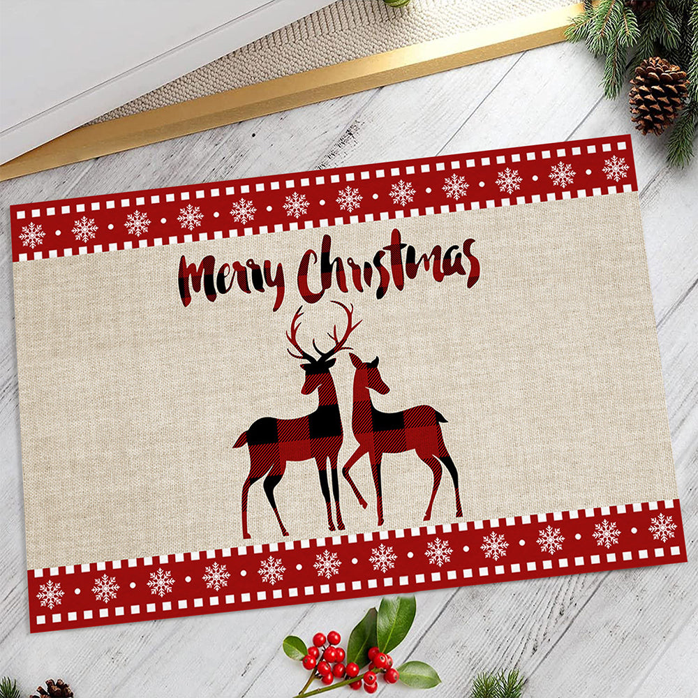 Christmas Elk Pattern Door Mat Floor Mat Xmas Decor
