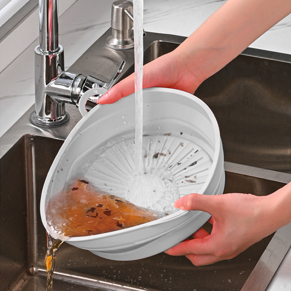 2Pcs 8.5 Inch Foldable Air Fryer Silicone Pot Grey Brown