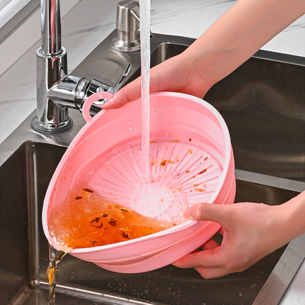 2Pcs 7.5 Inch Foldable Air Fryer Silicone Pot Blue Pink