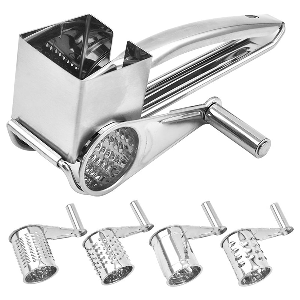 Stainless Steel Rotary Cheese Grater with 4 Rotary Drums Tools