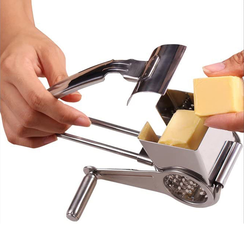 Stainless Steel Rotary Cheese Grater with 4 Rotary Drums Tools