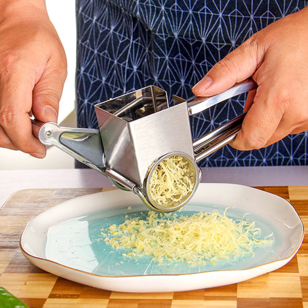 Stainless Steel Rotary Cheese Grater with 4 Rotary Drums Tools