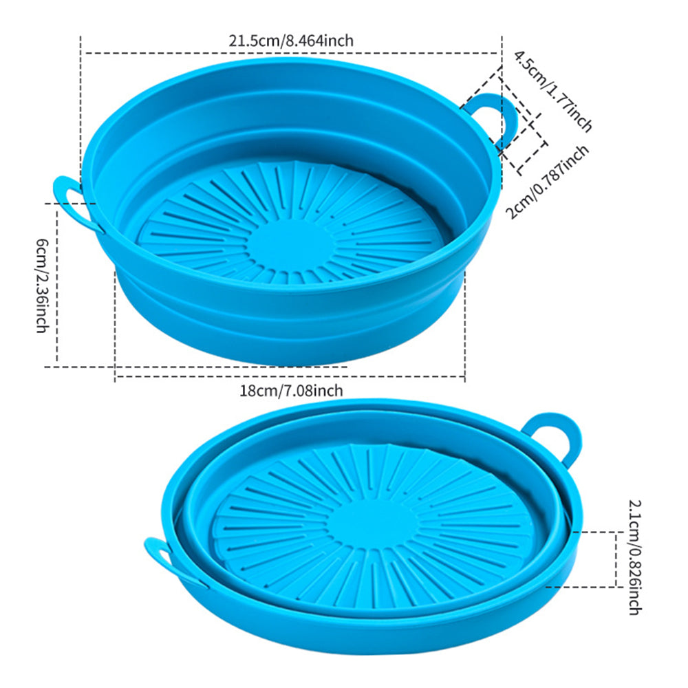 2Pcs Foldable Air Fryer Silicone Pot Air Fryer Liner Blue