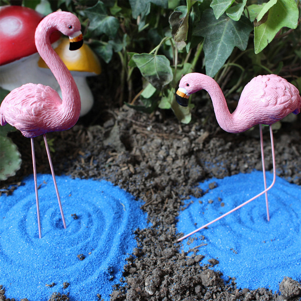 4Pcs Small Pink Flamingo Statue Landscape Decoration Set